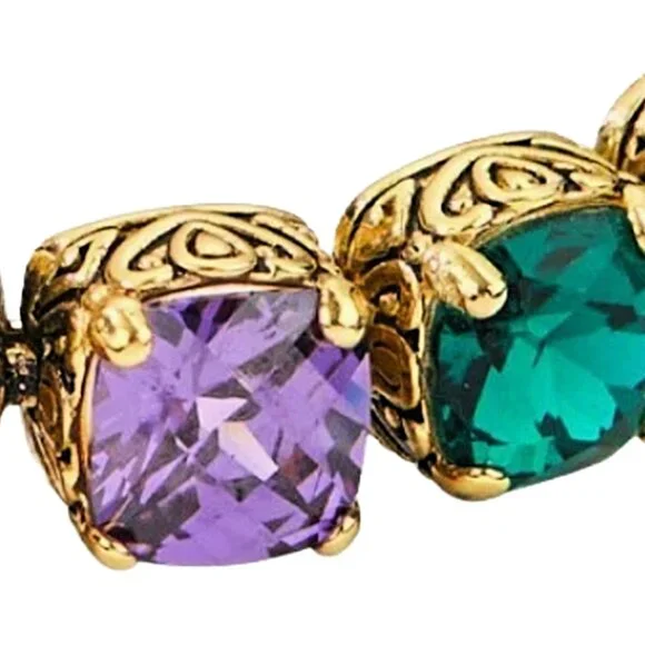 Park Lane LIGHT SHOW Baby Signature Tennis Bracelet Rainbow Gold Tone Toggle NWT - Picture 4 of 8